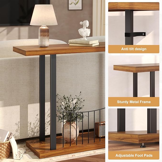 39.4 Inch Console Table, Industrial Entryway Table Sofa Tables Behind The Couch for Entrance Hallway Living Room