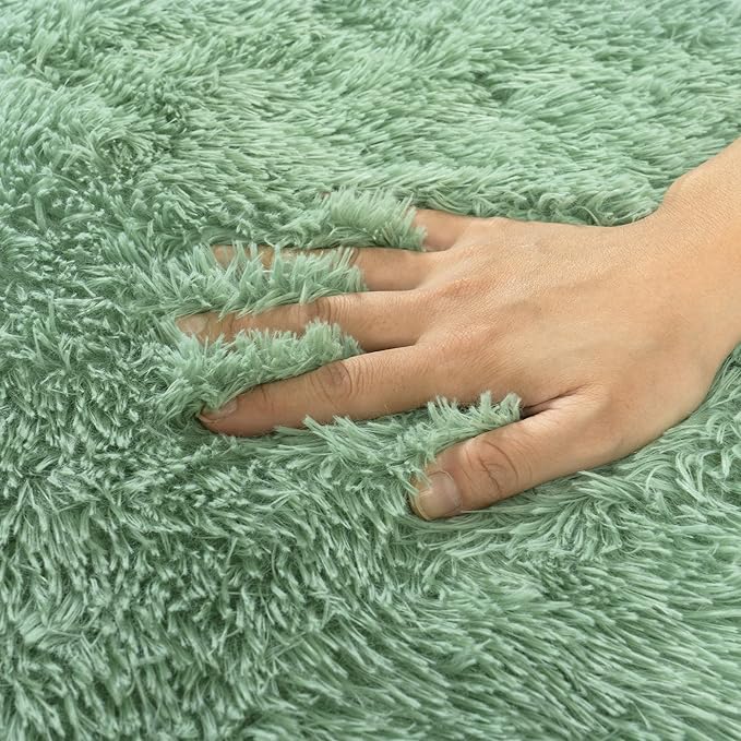 Runner Rugs for Bedroom 2x6 Rug Runners for Hallways Non Slip Soft Shag Bedside Rug, Fluffy Area Rug Throw Rugs for Living Room, Floor Carpet Runner for Nursery Kids Dorm, Mint Green