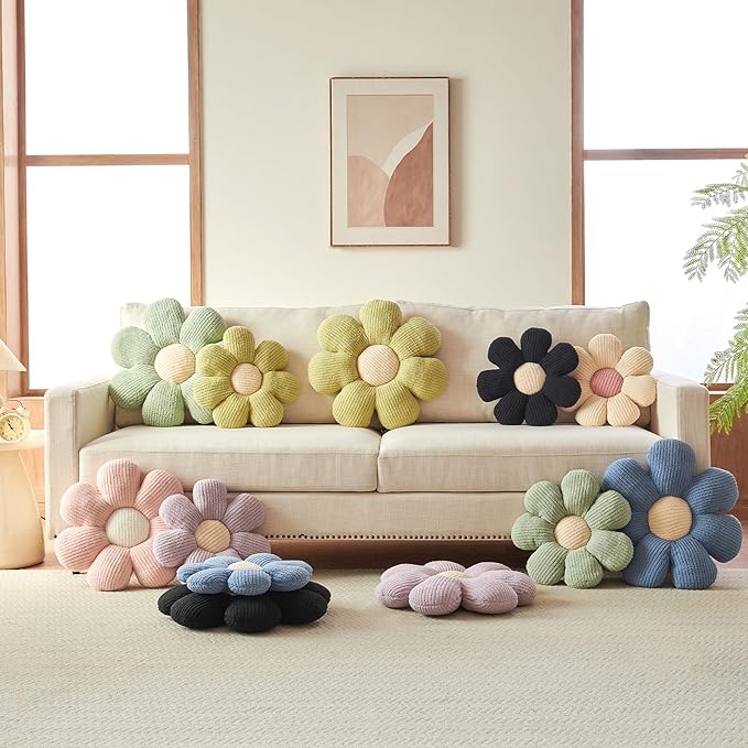 Xuyier Flower Shaped Throw Pillow,Soft Daisy Pillow with Decorative Pillows for Bed Couch Chair Floor, Flower Plush Pillows for Living Room Bed Room Seat Cushion(19.6" Lavender)