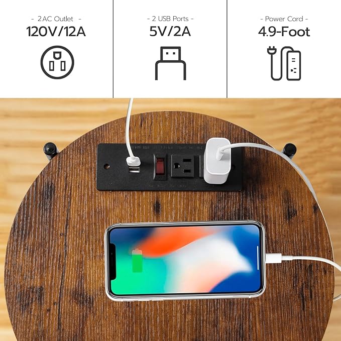 2 Tier Round Side Table, Folding End Tables Coffee Table Simplistic Sofa Table Waterproof Removable Tray Table Indoor Outdoor Accent Table for Living Room Bedroom (Brown, 1pcs)