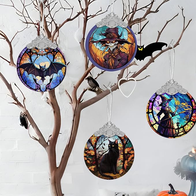 Christmas Ornament, Stained Glass Ornament, Christmas Decorations for Tree, Holiday Ornament, Unique Gift Idea - Dark Night Black Cat