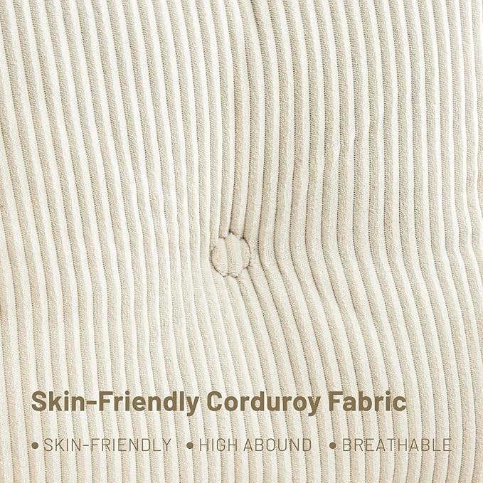 Furniliving Modern Accent Chairs Comfy Chairs with Pillow Lounge Chair Reading Chair for Living Room Upholstered Bedroom Arm Chair with Metal Frame, Armchair, Soft Cushion, Corduroy, Beige