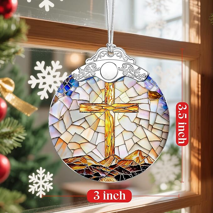 Catholic Cross Ornament, Christian Christmas Ornament, Christmas Tree Ornament, Religious Home Decor, Christian Gifts for Her, Religious Gifts, Gift Exchange, Gift Idea - Pattern B