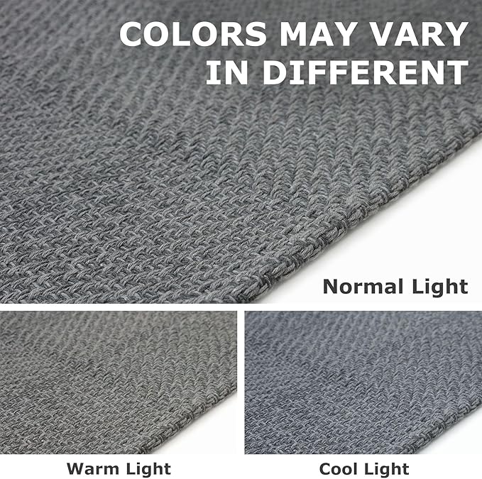 IOHOUZE Washable Runner Rug 2x5 Non Slip Runners for Hallways Entryway Runner Indoor, Kitchen Throw Rug Woven Cotton Floor Carpet for Hall Entrance Bedroom, Charcoal/Dark Grey