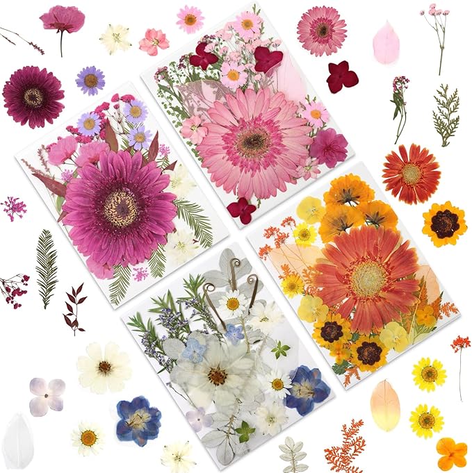 100 Pcs Large Dried Pressed Flowers for Crafts, Real Natural Flowers in Vibrant Colors for Resin, DIY Art, Jewelry & Soap Making – Tweezers Included