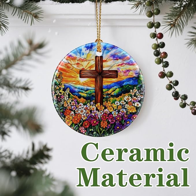 Cross Ornament: Christmas Ornaments, Religious Christmas Decorations for Tree, Catholic Ornament & Christian Holiday Decor | Religious Cross Gifts, Christian Gifts - Design A
