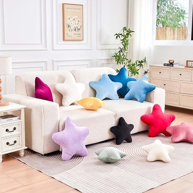 Yellow Star Throw Pillow, Cute Star Pillow Room Decor, Soft 19.6" Star Shaped Decorative Throw Pillow for Bedroom, Star Plush Floor Cushions Pillows