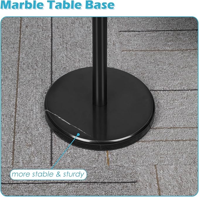 smusei Drink Tables for Small Spaces Pedestal Side Table with Marble Base Small Round Side Table Black Coffee Table for Sofa Couch Chair Patio, Black