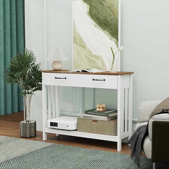 TaoHFE Farmhouse Narrow Console Table Modern Wooden,Living Room Tables Narrow Side Tables for Entryway,Entry Table with Storage Hallway SideTable with Drawers