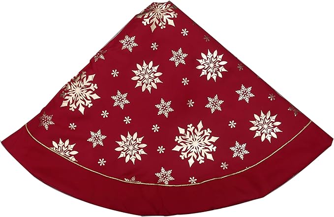 Flash World 48 Inch Large Christmas Tree Skirt Xmas Soft Cover Mat Decor Snowflake Collar Farmhouse Tree Skirt for Holiday Ornaments Party Home Indoor Decorations (Red—Three Cotton Layer, 48INCH)