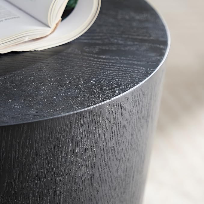 kevinplus Nesting Coffee Table Set of 2 for Living Room, Modern Round End Table Set, Wooden Circle Side Table and Accent Furniture for Bedroom Balcony Lounge Home Office, No Assembling, Matte Black