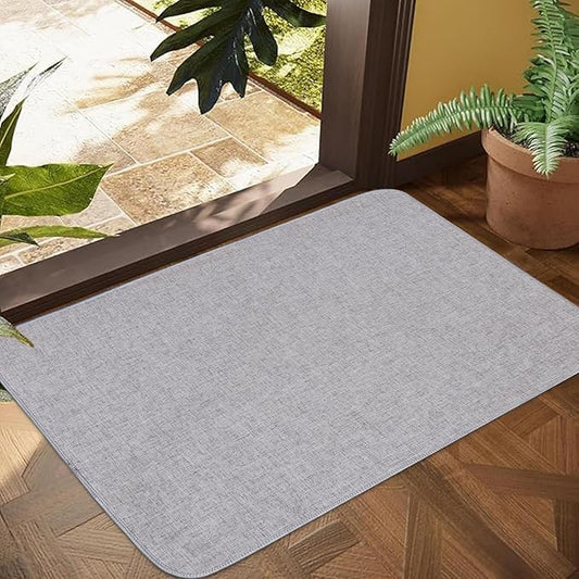 Indoor Door Mat Entrance, 1/10 in Ultra Thin Door Mat for Inside Entry, Super Non-Slip, Washable Doormat, Fade Resistant, Low Profile Dirt Trapper Outdoor for Bathroom and Kitchen, 47''X24'', Grey