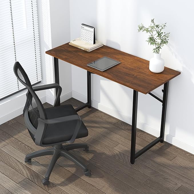 47 inch Folding Desk No Assembly Required, Writing Gaming Computer Camping Table, Home Office Desk, Mahogany