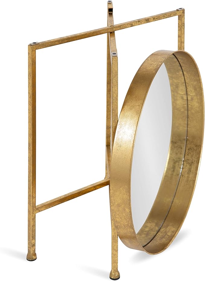 Kate and Laurel Celia Metal Foldable Round Accent Table, 18.25" x 18.25" x 22", Glass Surface and Gold Frame, Modern Minimalist Design and Detachable Magnetic Tabletop