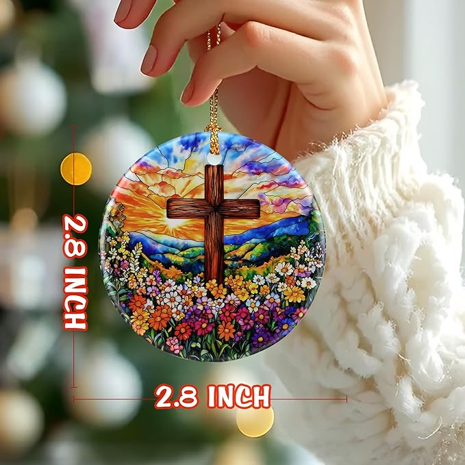 Cross Ornament: Christmas Ornaments, Religious Christmas Decorations for Tree, Catholic Ornament & Christian Holiday Decor | Religious Cross Gifts, Christian Gifts - Design A