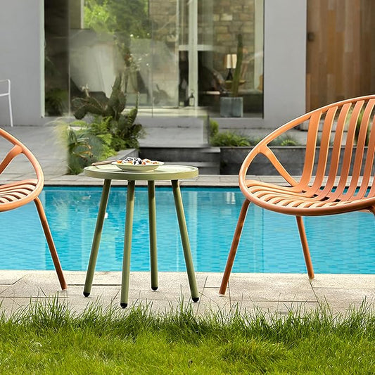 End Table Living Room Side Table, Round Accent Table Small Side Table Nightstand with 4 Legs, Modern Home Decor Coffee Table for Bedroom, Office, Small Space, Porch, Balcony, Indoor & Outdoor