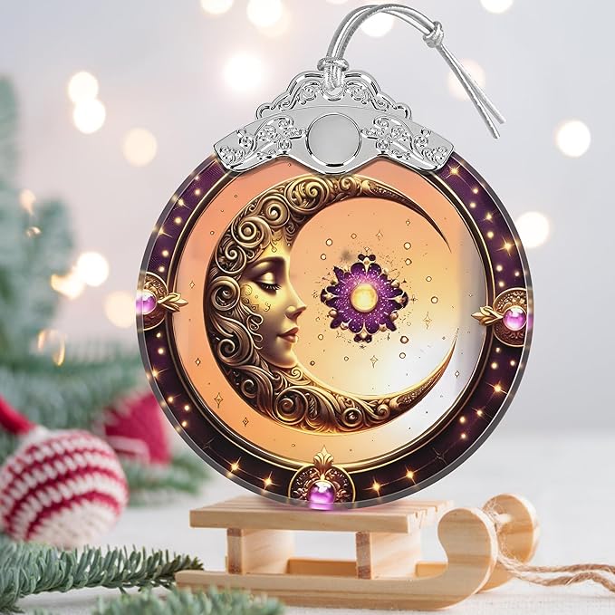 Sun and Moon Stained Glass Orament - Christmas Ornament - Christmas Decorations for Tree - Holiday Present ldeas - Gift Exchange