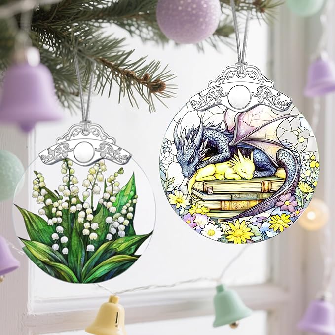 Stained Glass Dragon Ornament: Christmas Decorations, Ornaments for Christmas Tree & Holiday Ornaments – Holiday Presents, Gift Exchange Ideas & Elegant Keepsake Gift for Family, Coworkers & Friends