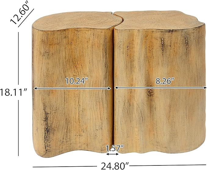 kevinplus 2-in-1 Irregular Nesting Side Table End Table Set of 2 for Living Room, MGO Material for Indoor & Outdoor, Natural Wood Grain, No Assembly, Natural