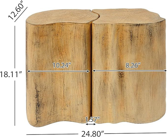 kevinplus 2-in-1 Irregular Nesting Side Table End Table Set of 2 for Living Room, MGO Material for Indoor & Outdoor, Natural Wood Grain, No Assembly, Natural