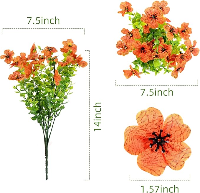12 Bundles Artificial Fall Flowers Faux Mums for Outdoor Decoration Fake Fall Plants Flowers UV Resistant for Front Door Porch Patio Balcony Autumn Decor