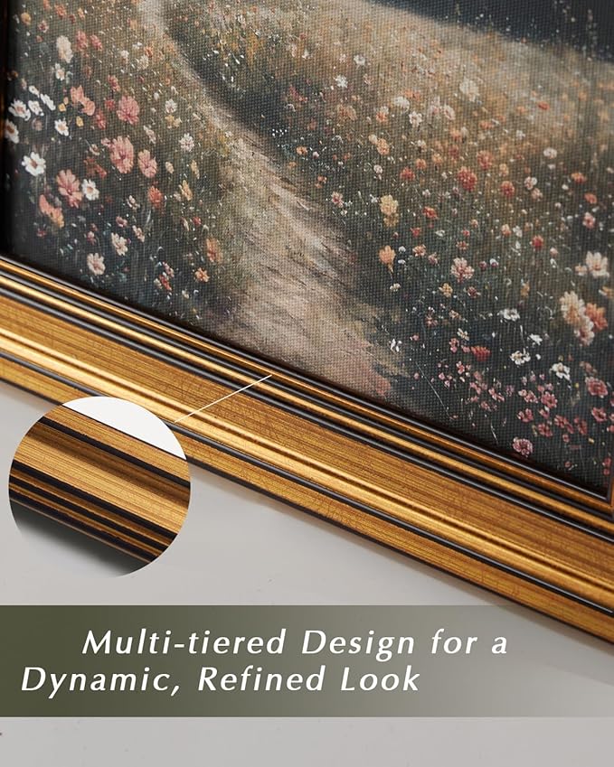 HUARCEY Gold Framed Vintage Wall Art for Living Room, Flowers Painting Canvas Prints Shelf Decor for Kitchen, Aesthetic Bedroom Wall Art, Christmas Gifts for Friends or Family (White Hydrangea 8"x10")