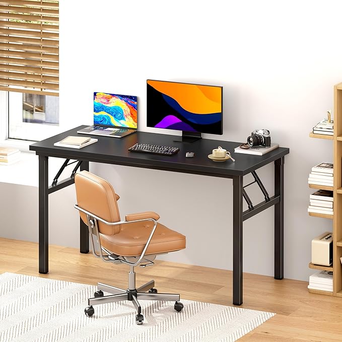 DlandHome 47 inches Folding Table Computer Desk Portable Activity Conference Table Home Office Desk, Fully Assembled Black DND-ND5-120BB