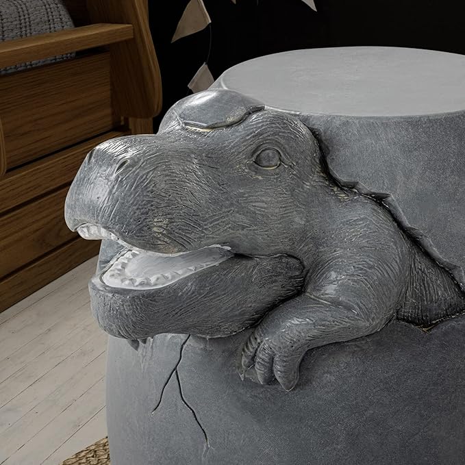 SUNBURY Outdoor Side Table for Patio, Concrete Side Table, Grey Dinosaur Small Side Table End Table, Outdoor Accent Table Garden Stool