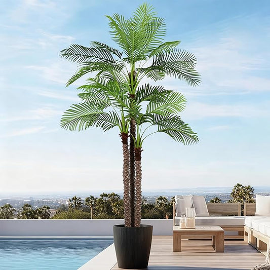 10FT Artificial Palm Tree - Tall Fake Palm Tree with 36 Lifelike Leaves & Realistic Trunk, 120" Large Faux Tropical Phoenix Palm Plant for Home Living Room Poolside Office Hotel Mall Decor
