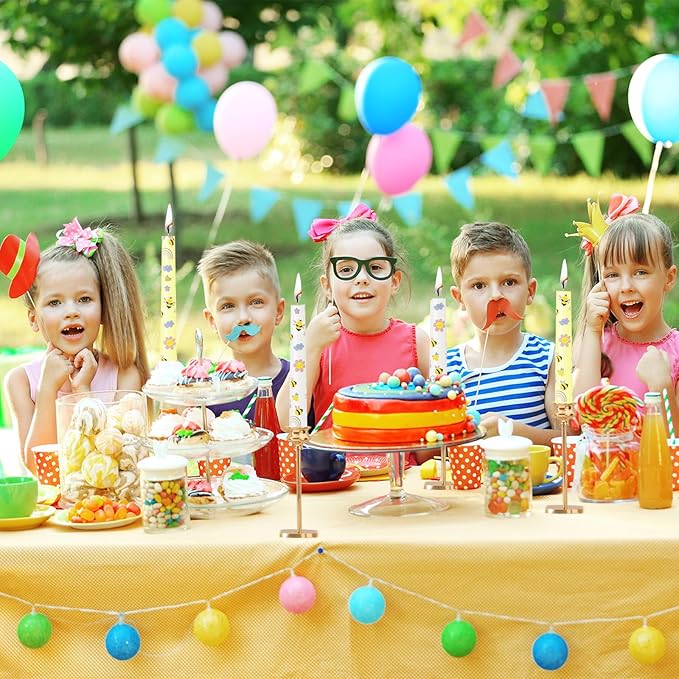 10 Inch Taper Candles with Honeybee Design – Smokeless Dripless Yellow Dinner Candles for Table, Party, Farmhouse Decor (4-Pack Assorted Yellow A)