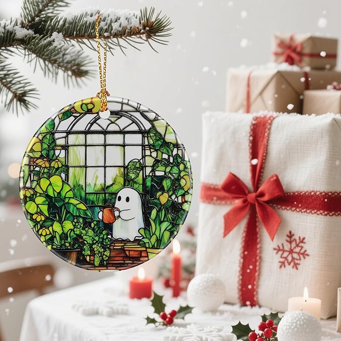 Cute Ghost Christmas Ornaments: Christmas Decorations for Tree & Holiday Decor – Holiday Presents, Gift Ideas for Friends, Coworker, Family, Plant Lover, and Gardener