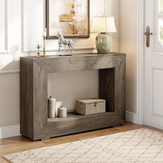 LITTLE TREE 47 Inches Console Table, Sofa Table with Storage, Modern Entryway Table for Hallway, Narrow Long Sofa Entryway Table for Living Room, Grey