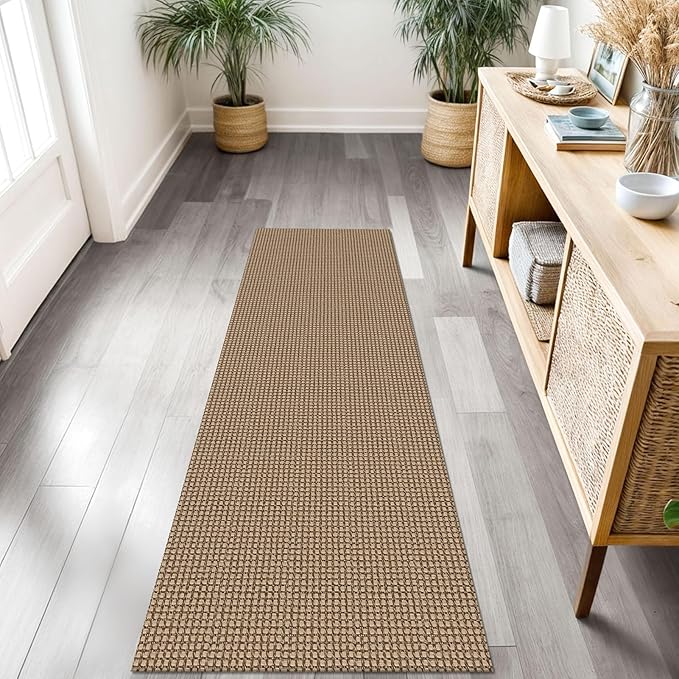 IOHOUZE Washable Runner Rug 2x7 Non Slip Rubber Backed Runners for Hallways Entryway Runner Indoor, Kitchen Rugs Woven Cotton Floor Carpet for Hall Entrance Bedroom, Orange/Tan/Brown