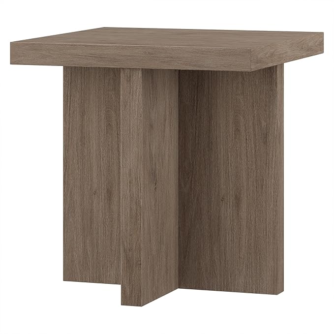 Henn&Hart 22" Wide Square Side Table in Weathered Gray, for Home, Living Room, Bedroom, Entertainment Room, Office