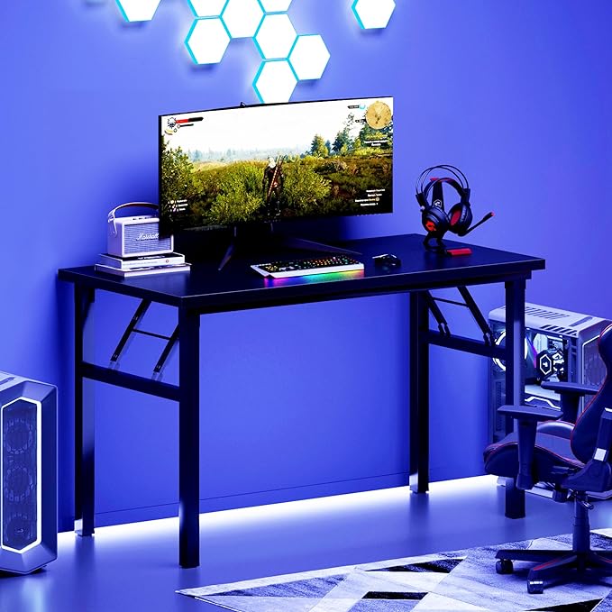 DlandHome 47 inches Folding Table Computer Desk Portable Activity Conference Table Home Office Desk, Fully Assembled Black DND-ND5-120BB