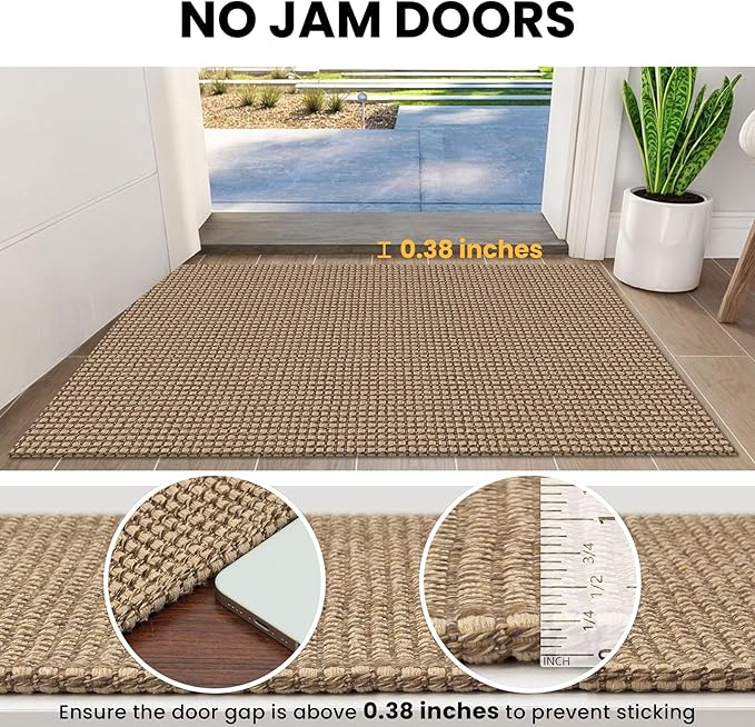 IOHOUZE Washable Runner Rug 3x12 Non Slip Rubber Backed Extra Long Hallway Runner Entryway Runner Indoor, Kitchen Rugs Woven Cotton Floor Carpet for Hall Entrance Stair, Orange/Tan/Brown