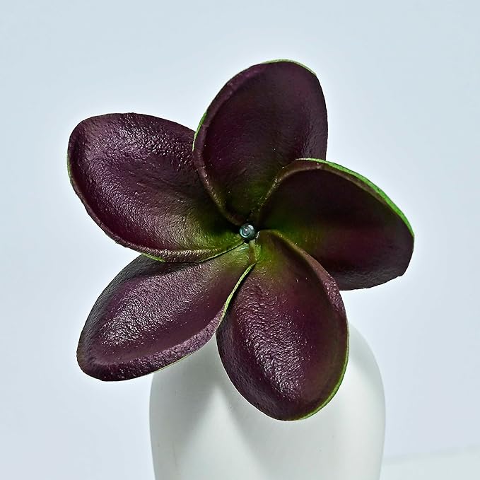 Birthday Gifts for Women Men 10pcs Unique Green Burgundy Flowers PU Real Touch Flowers Hawaiian Plumeria Frangipani Artificial Flowers for DIY Birthday Gifts Wedding Gifts Home Decor Table Centerpiece