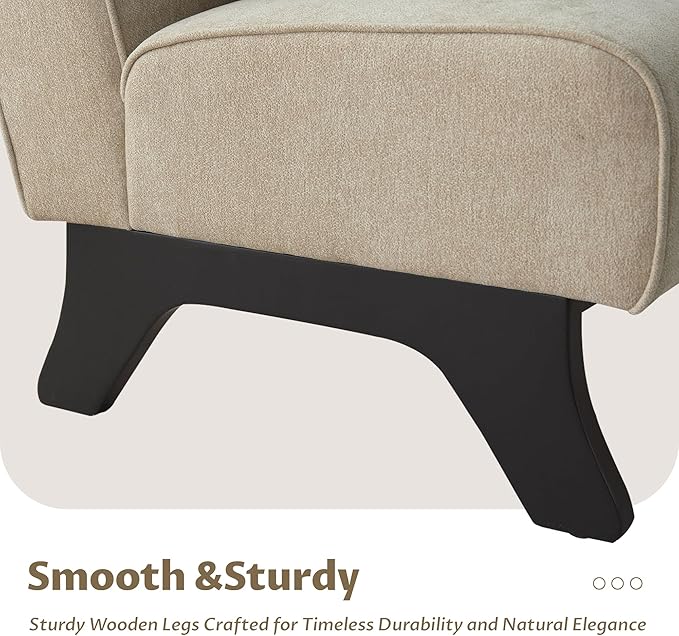 Armless Set of 2 Accent Chair,Modern Comfy Upholstered Living Room Chairs with Wooden Legs& Pillows,Lounge Sofa Side Chair for Bedroom Farmhouse Reading (Brown, 2 PCS)