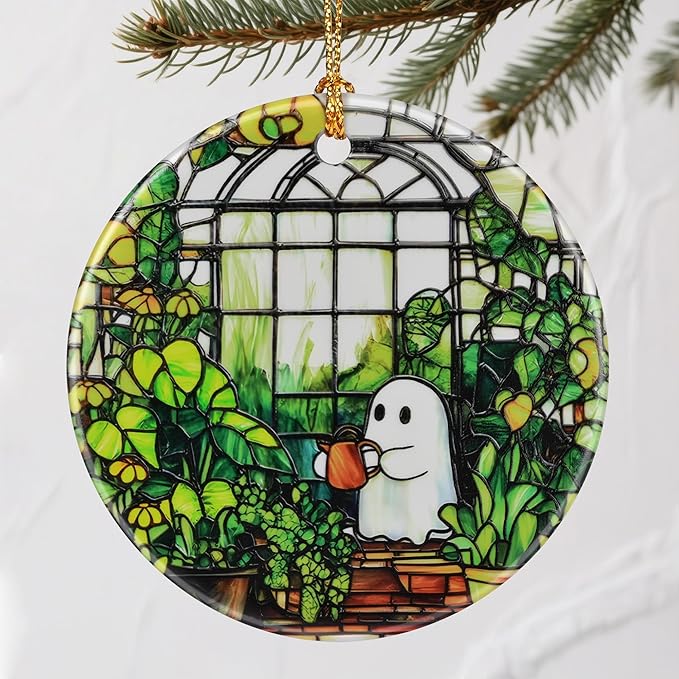 Cute Ghost Christmas Ornaments: Christmas Decorations for Tree & Holiday Decor – Holiday Presents, Gift Ideas for Friends, Coworker, Family, Plant Lover, and Gardener