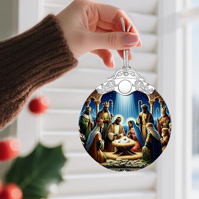 Nativity Scene Christmas Decorations - Religious Christmas Ornaments | Xmas Tree Ornament | Christian Home Decor – Religious Gifts | Christian Gifts | African American Xmas Gift