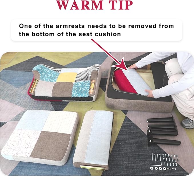 Modern Colorful Accent Chair,Boho Side Chair with Wood Leg,Comfy Upholstered Patchwork Chairs Cozy Comfy Armchair s for Living Room,Bedroom