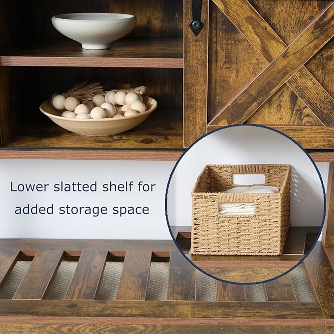 Entryway Table with Sliding Barn Doors, 43" Farmhouse Console Table with Storage Shelf, Behind Couch Sofa for Hallway, Entryway, Foyer, Brown