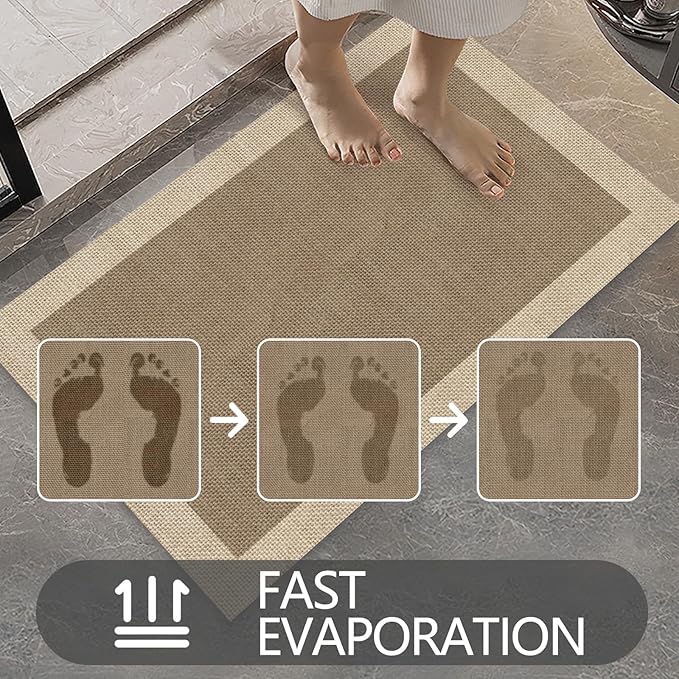 Ultra Thin Door Mat Indoor Entrance, 1/10 in Thin Door Mats for Inside Entry, Non-Slip Rubber Backing Washable Doormat, Fade Resistant, Absorbent, Low Profile Dirt Trapper, 30"X17",Brown