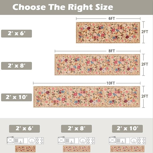 Rug for Hallways Kitchen Rug 2x6, Non Slip Washable Rugs with Rubber Backing Soft Floral Carpet Runner for Hallways, Kitchen, Laundry, Bedroom, Bathroom (2 x 6, Yellow Lawn)