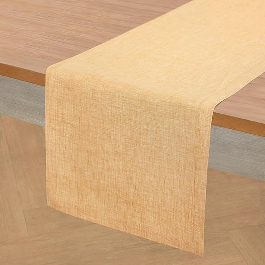 Solino Home Linen Table Runner 108 Inches Long - Athena, 100% Pure Linen Golden Nugget Dining Table Runner 14 x 108 Inch for Fall, Autumn, Thanksgiving