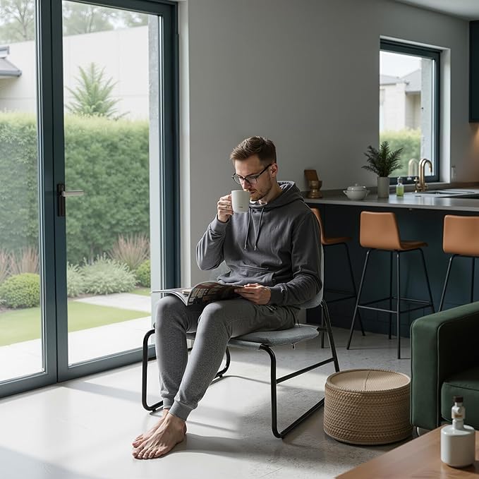 DAICO Modern Accent Chair Comfy Living Room Chair Armless Sling Accent Chairs Upholstered Side Sitting Chairs with Metal Frame for Office Reception Reading Bedroom Waiting Room, Grey