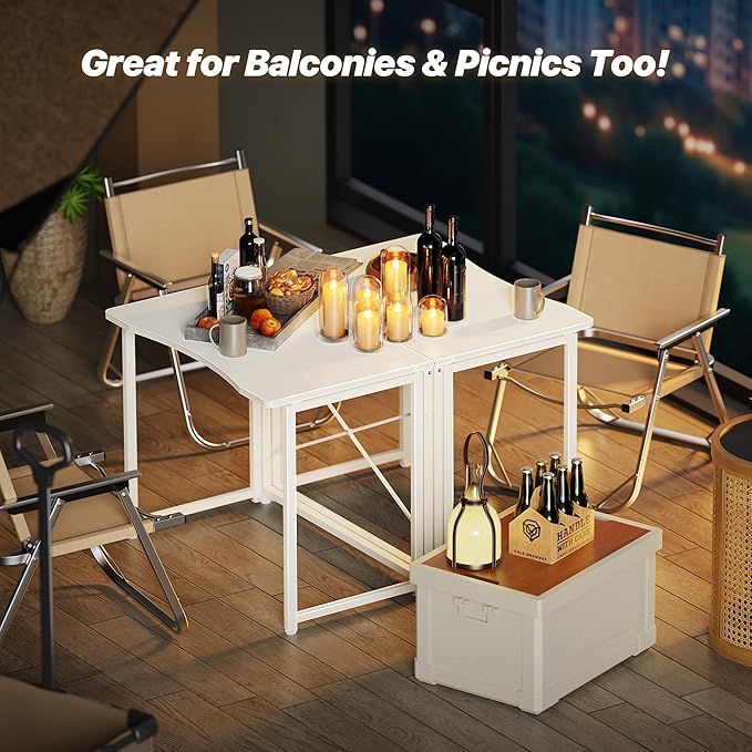 Huuger Folding Desk for Small Spaces, 31.5 Inch Foldable Computer Table, for Home Office, Study, Bedroom, Dorm, Space Saving, Small Writing Work Office Computer Desk, Easy to Fold, White