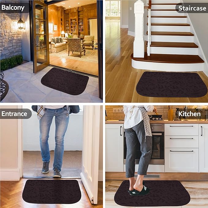 TOONOW Indoor Doormats Front Door Mat,32 "x17, Low-Profile Machine Washable Kitchen Rug, Absorbent Mud Half Round Entrance Mat for Outdoors, Entryway, Patio, Bedroom,Purple