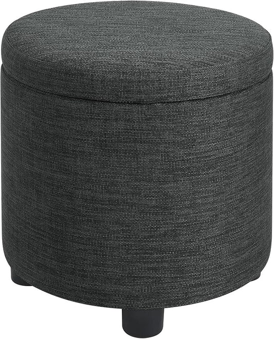 Designs4Comfort Round Accent Storage Ottoman with Reversible Tray Lid
