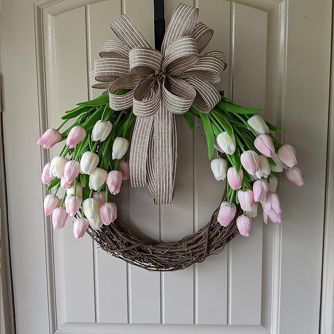 ABAJI 20PCS Tulip Artificial Flowers 12.6inch Real Touch for Wedding Decor Banquet Party Home Hotel Office Decoration Holiday Anniversary Celebration Faux Sterm